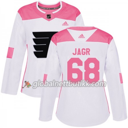 Philadelphia Flyers Hockeydrakt Jaromir Jagr 68 2017-2018 Hvit Rosa Fashion Adidas Authentic - Dame